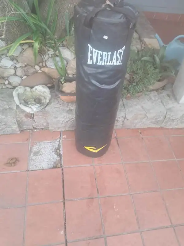 Everlast heavy (32kg) punch bag. Oxford cloth model. Featuring large white print.