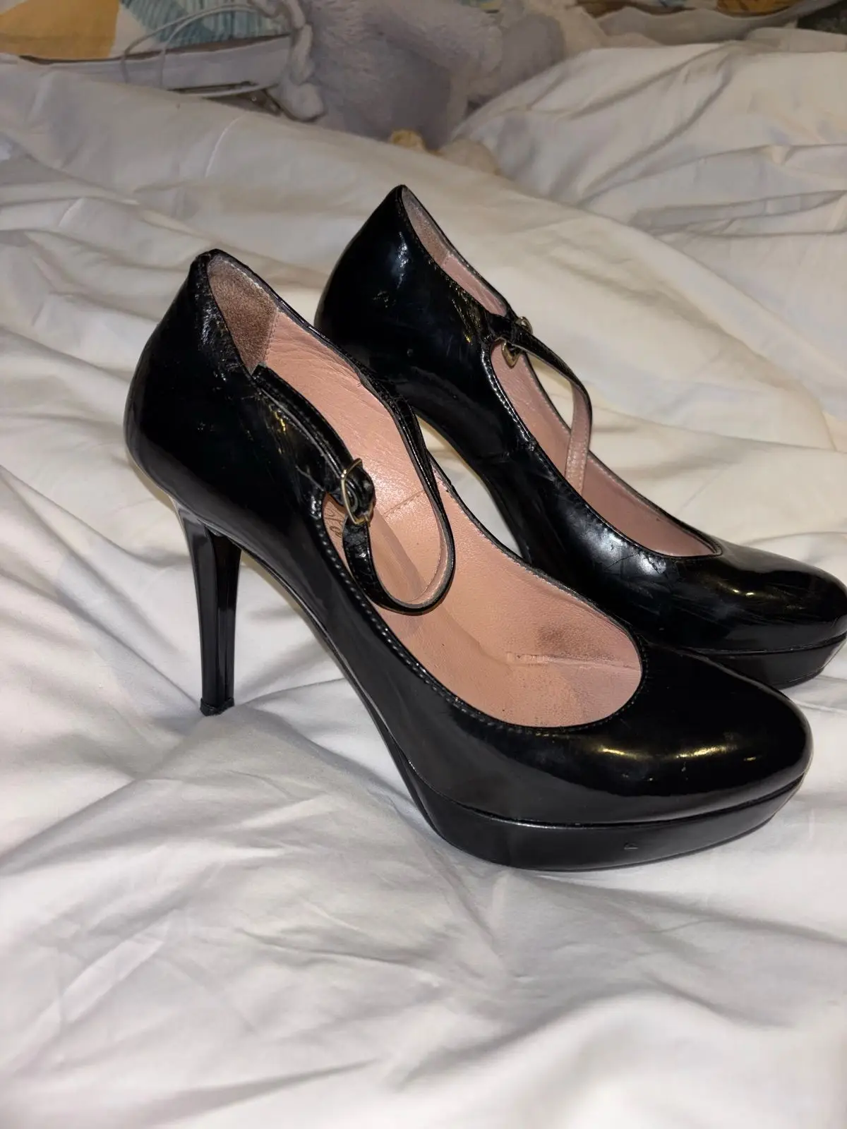 Black Patent Leather Mary Jane Platform Heels