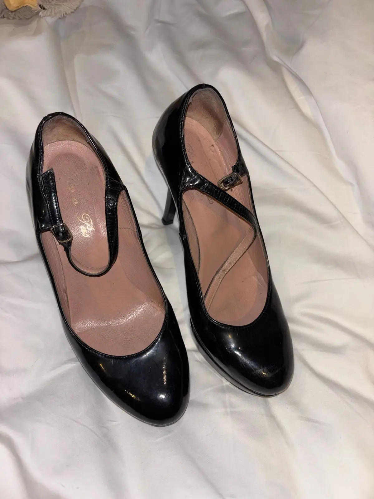 Black Patent Leather Mary Jane Platform Heels