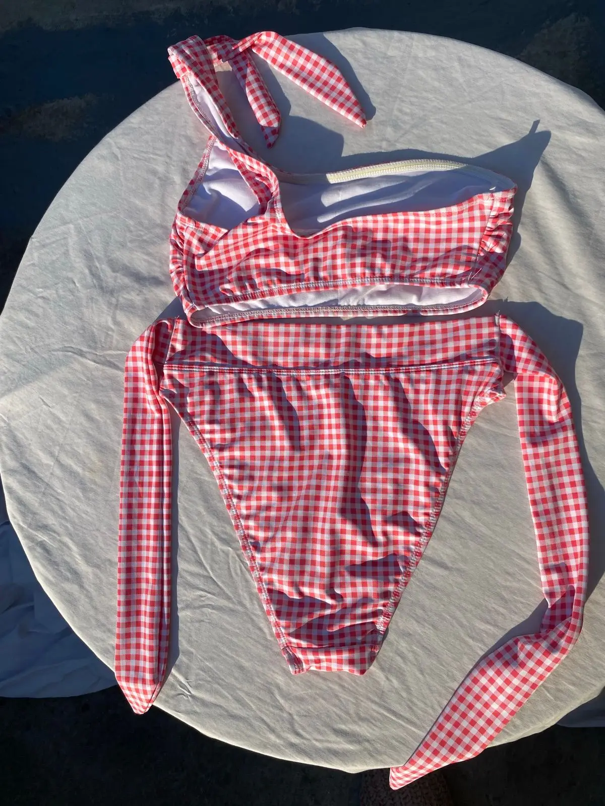 Woolworths Red Gingham One-Shoulder Bikini Set