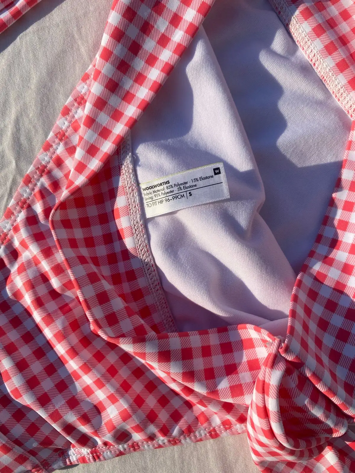 Woolworths Red Gingham One-Shoulder Bikini Set
