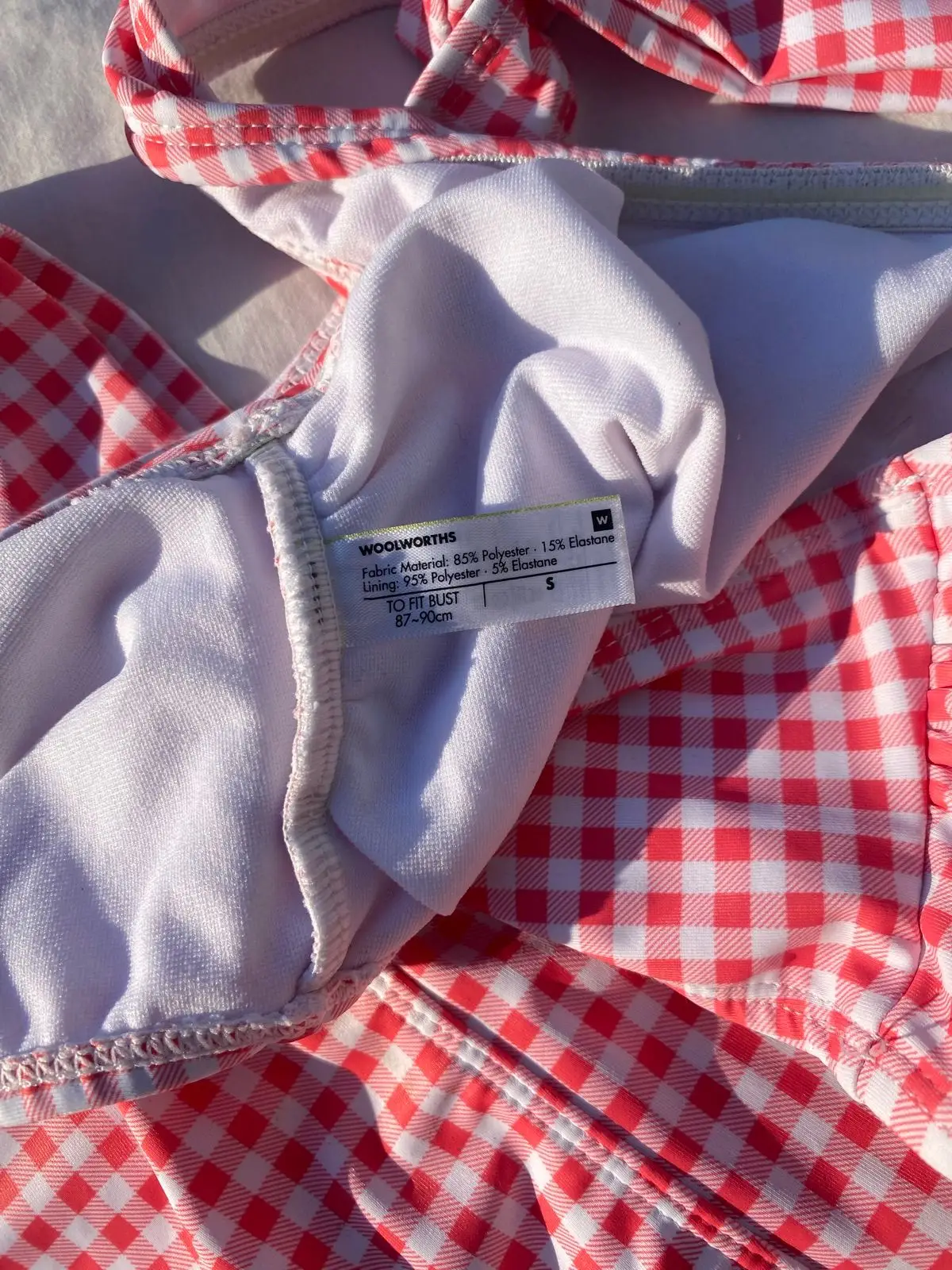 Woolworths Red Gingham One-Shoulder Bikini Set