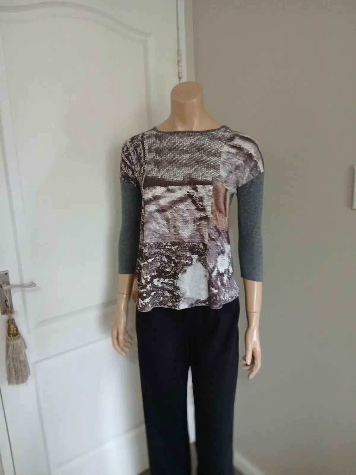 Zara Sequin Front Long Sleeve Top