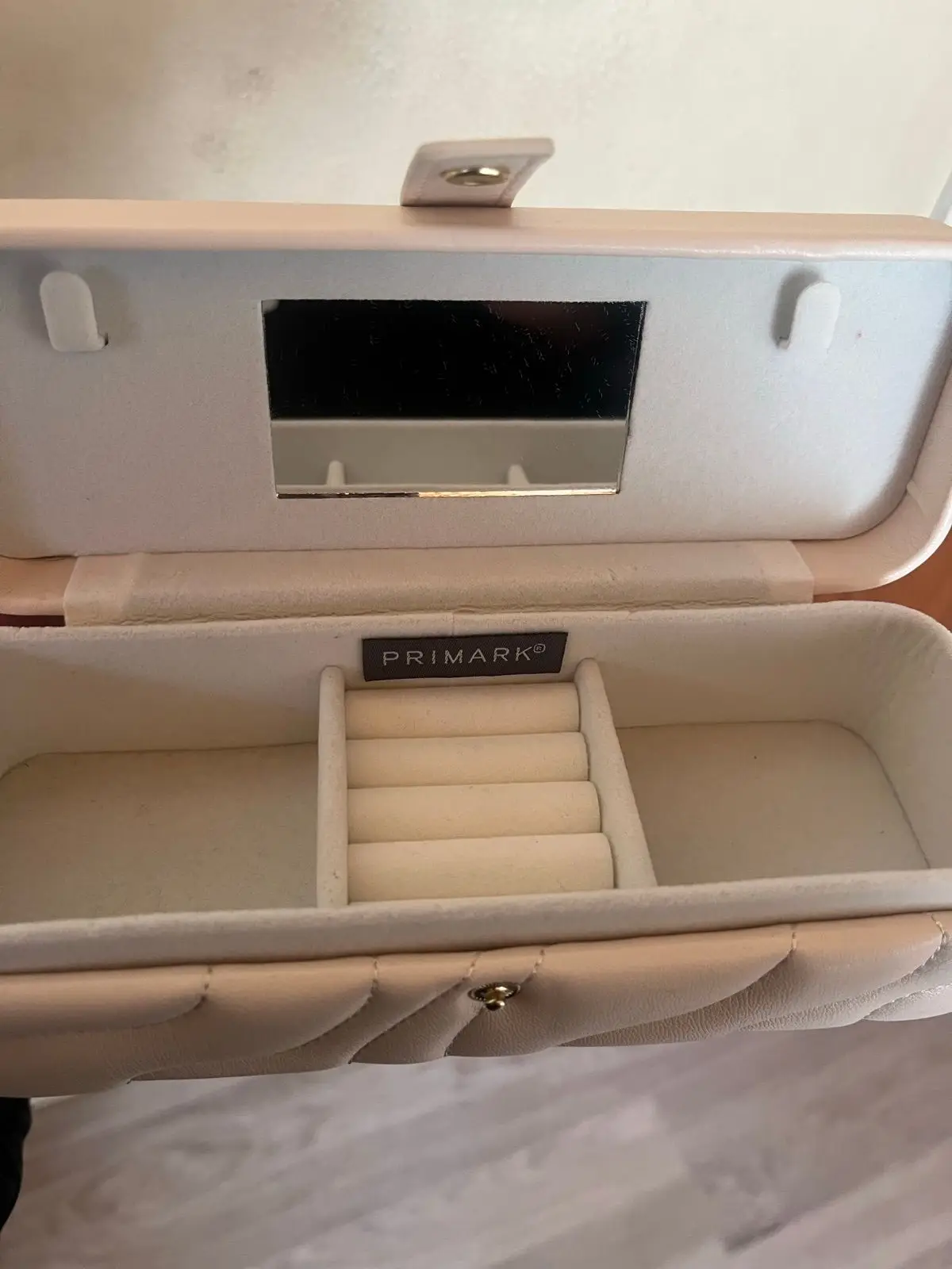 Primark Cream Quilted Jewelry Box