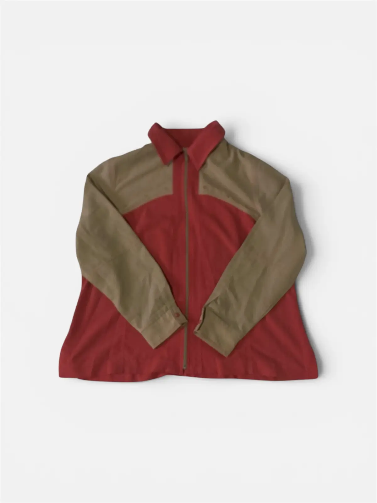 Vintage Red Tan Colourblock Zip Jacket