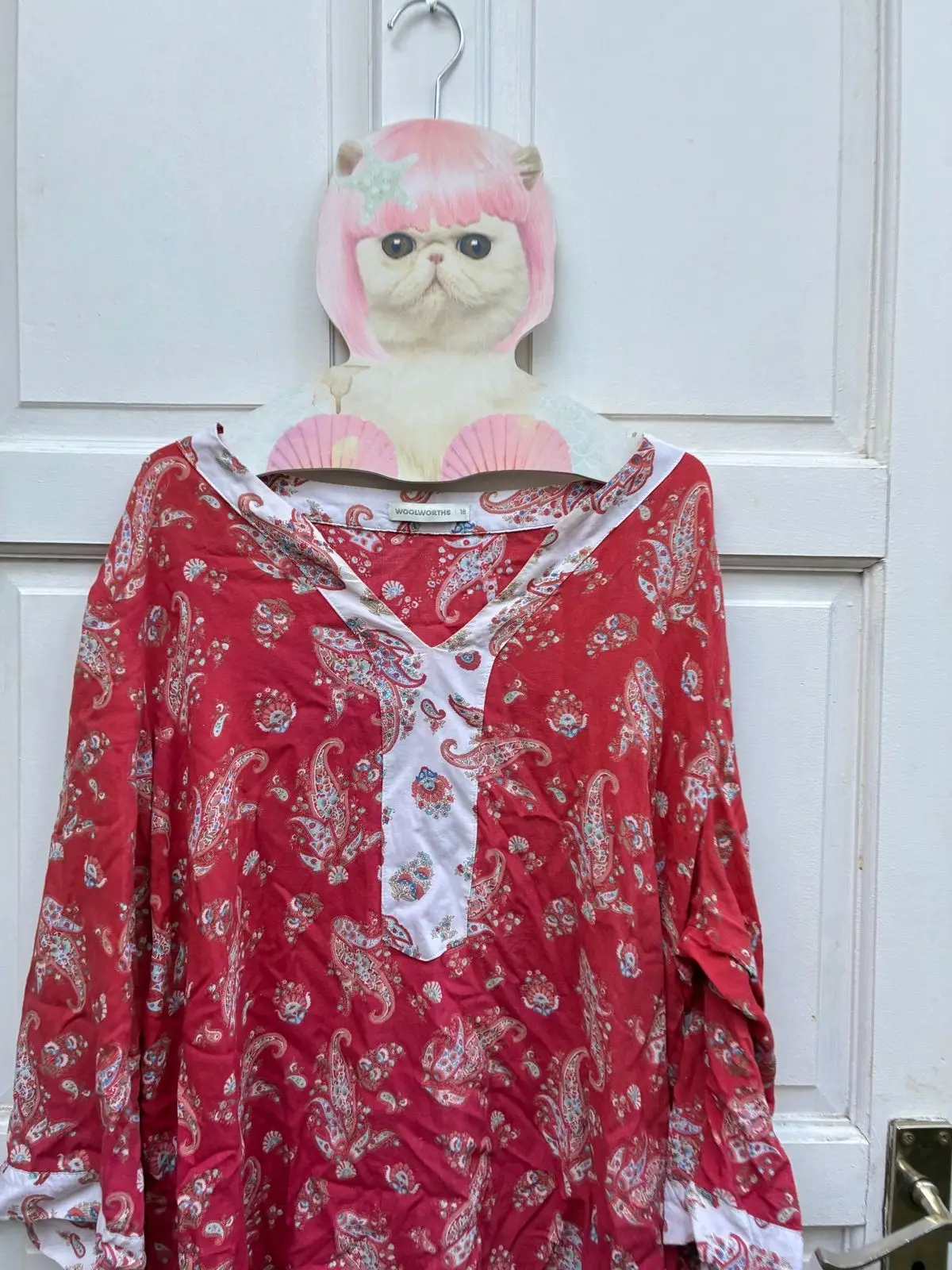 Woolworths Red Paisley Top Size 18