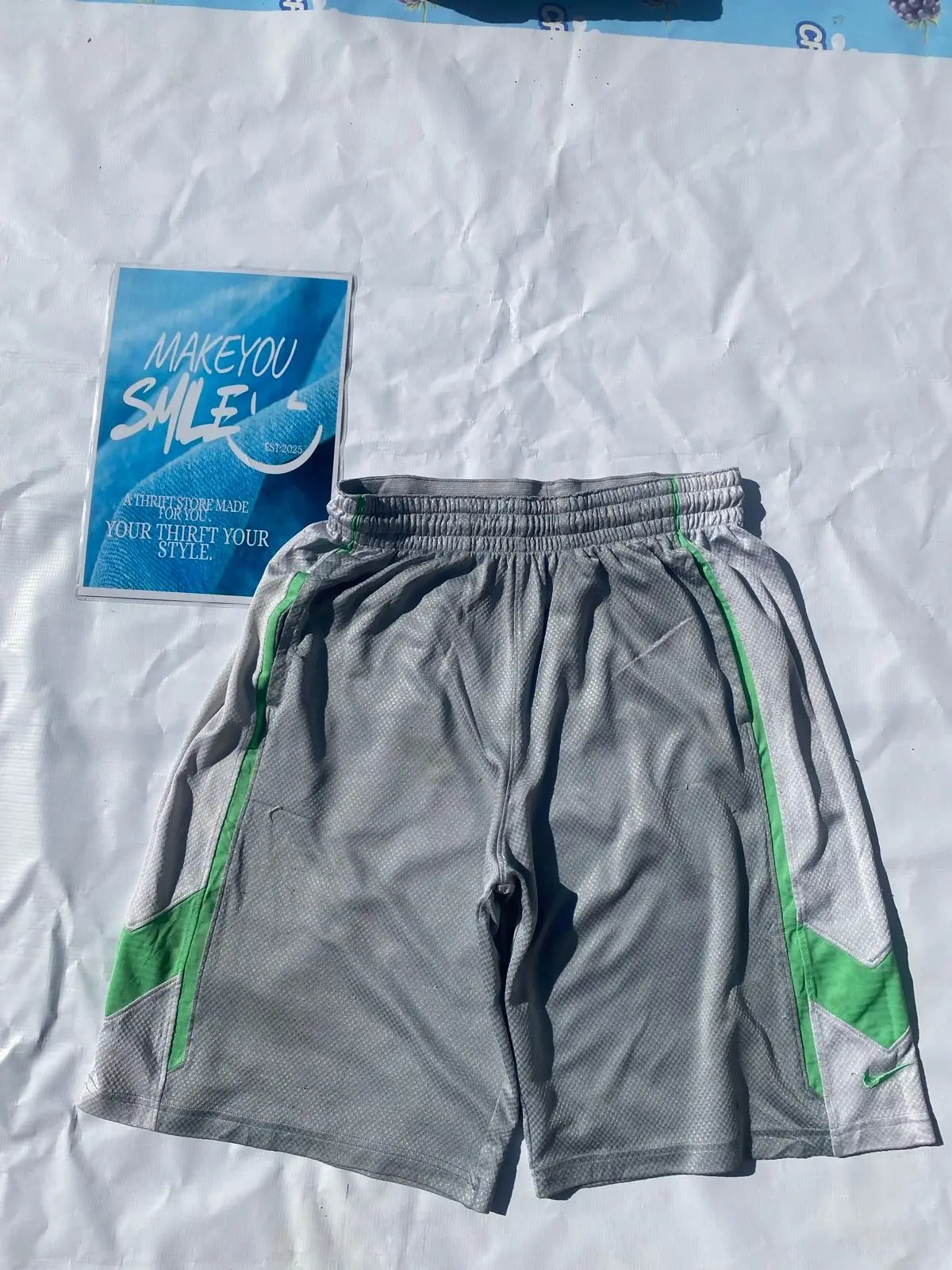 Nike Grey Shorts with Green Accents
