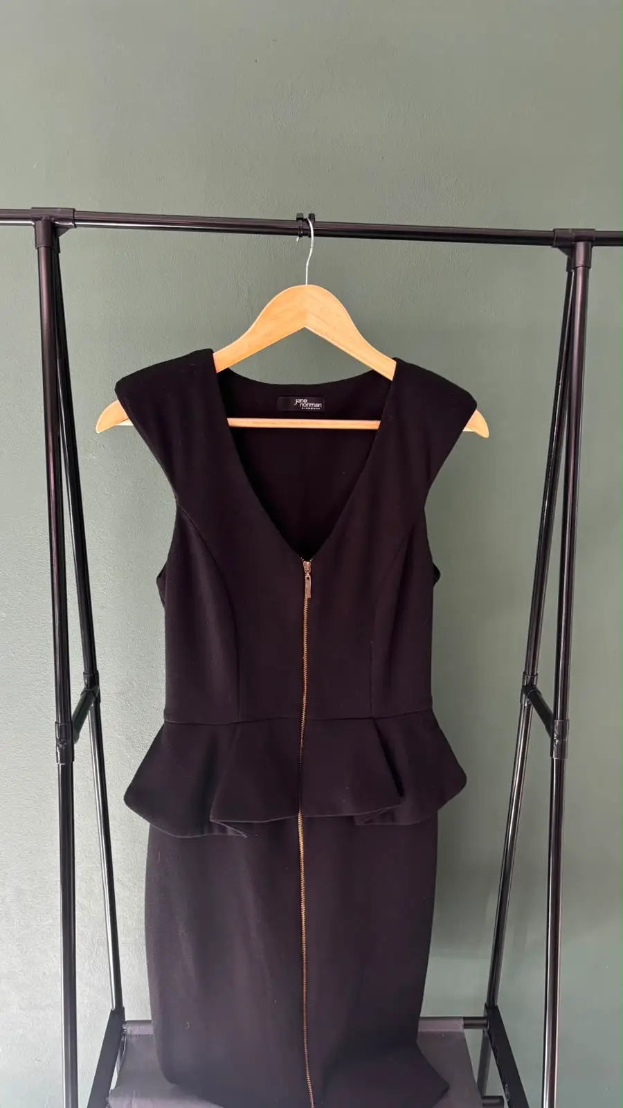 Jane Norman London Zip-Front Peplum Pencil Dress