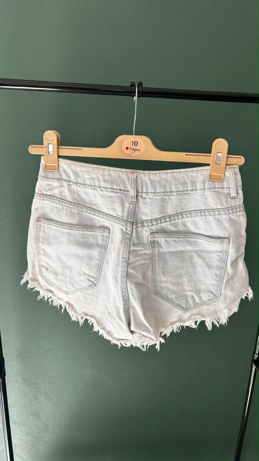 H&M Light-Wash Distressed Denim Cheeky Shorts
