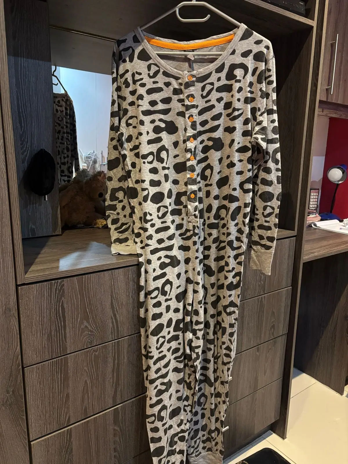 Grey Leopard Print Onesie