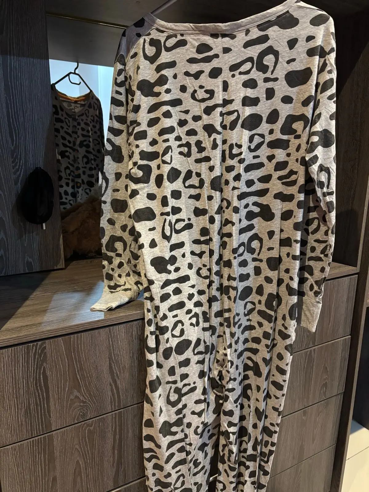 Grey Leopard Print Onesie