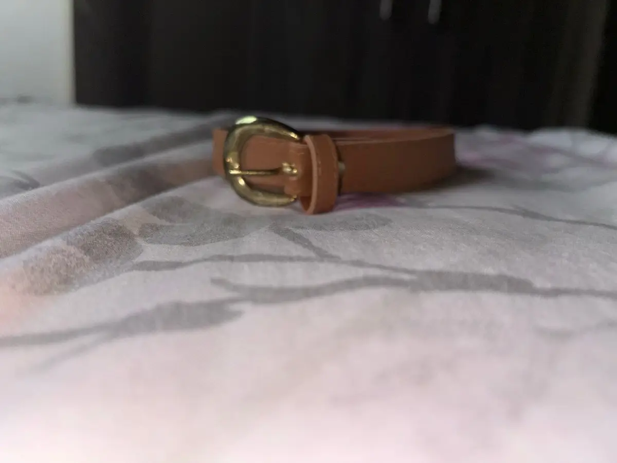 Brown Leather Belt with Gold Buckle
