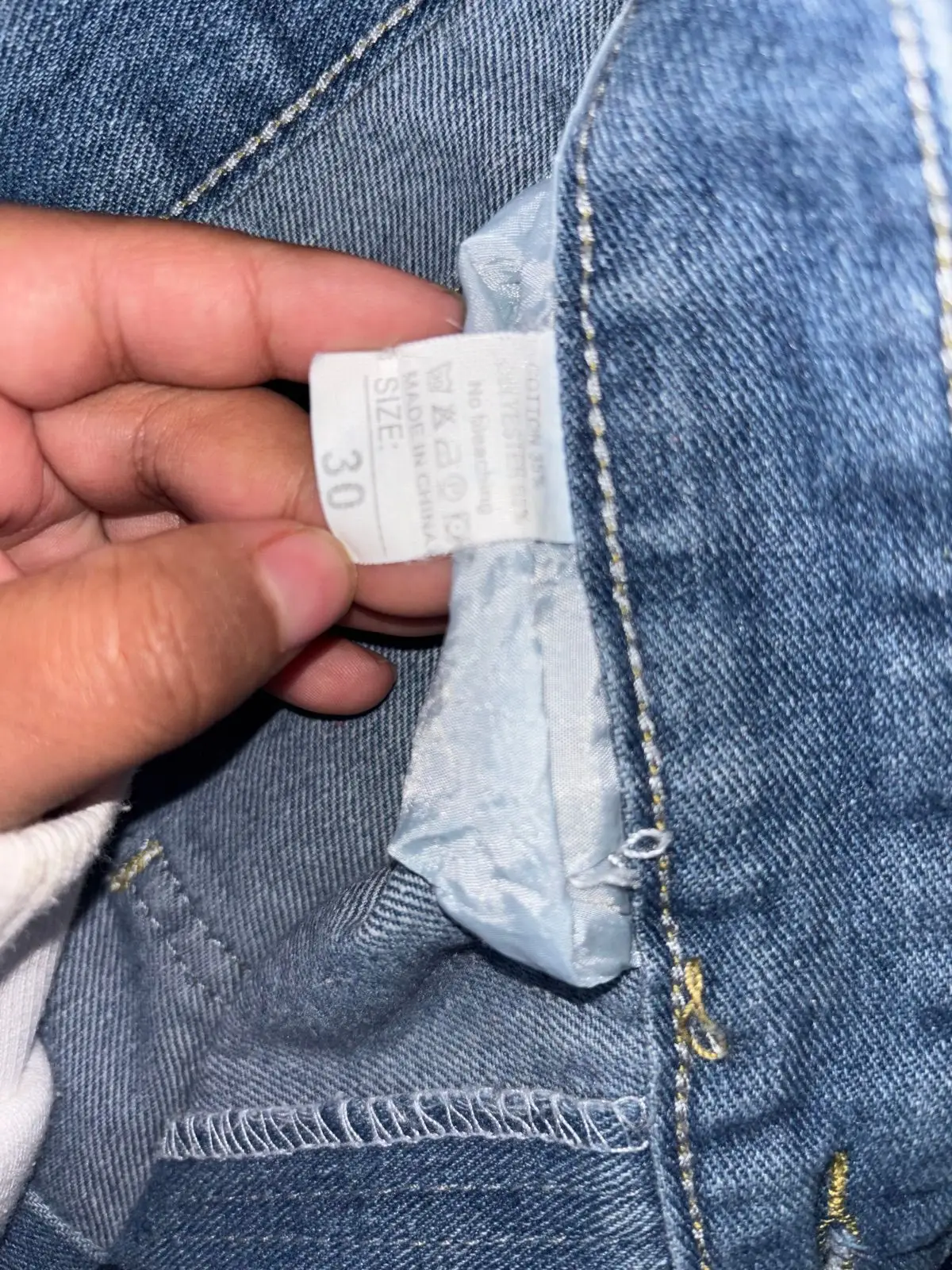 Blue Denim Jeans with White Heart Print