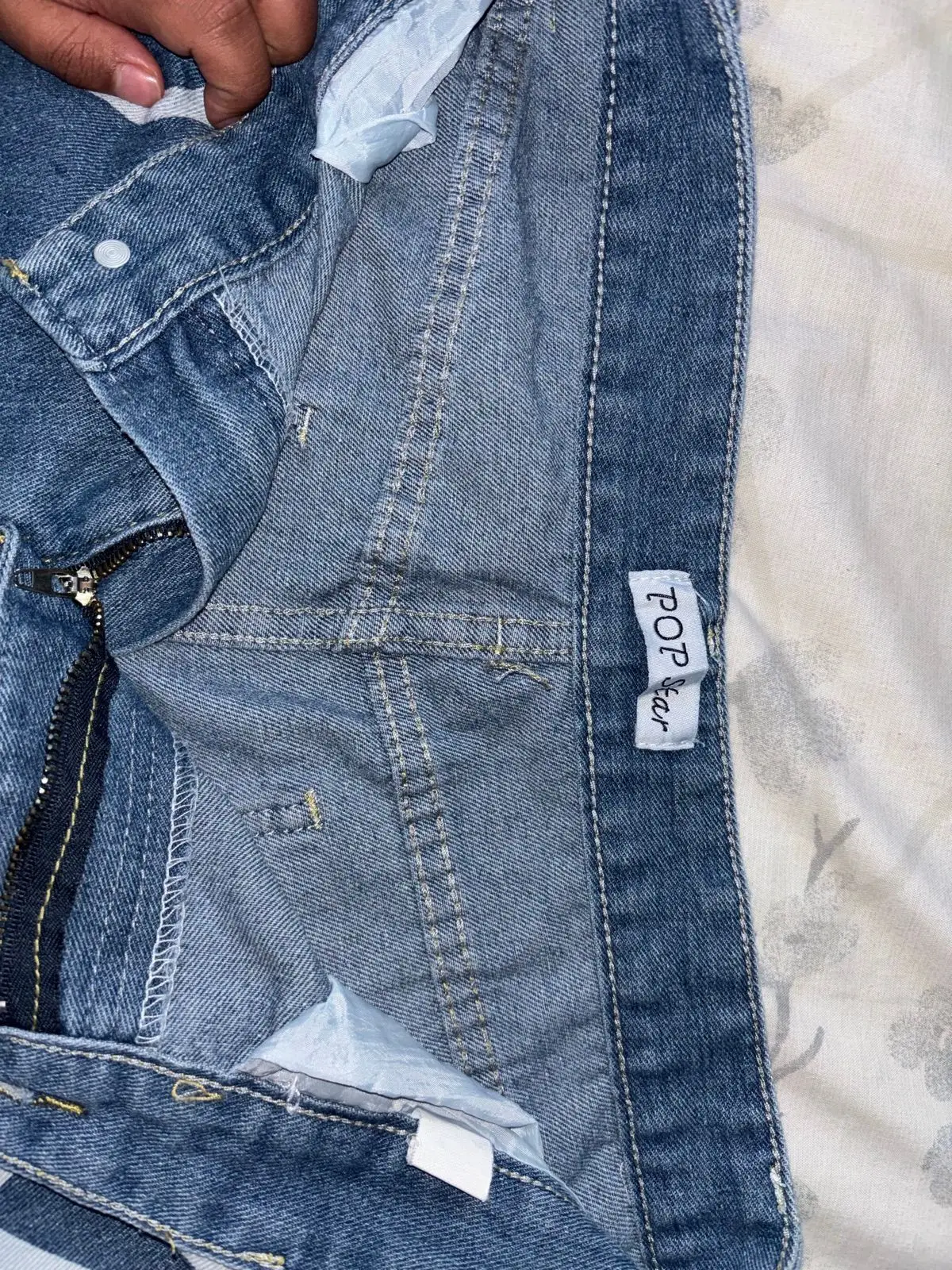 Blue Denim Jeans with White Heart Print