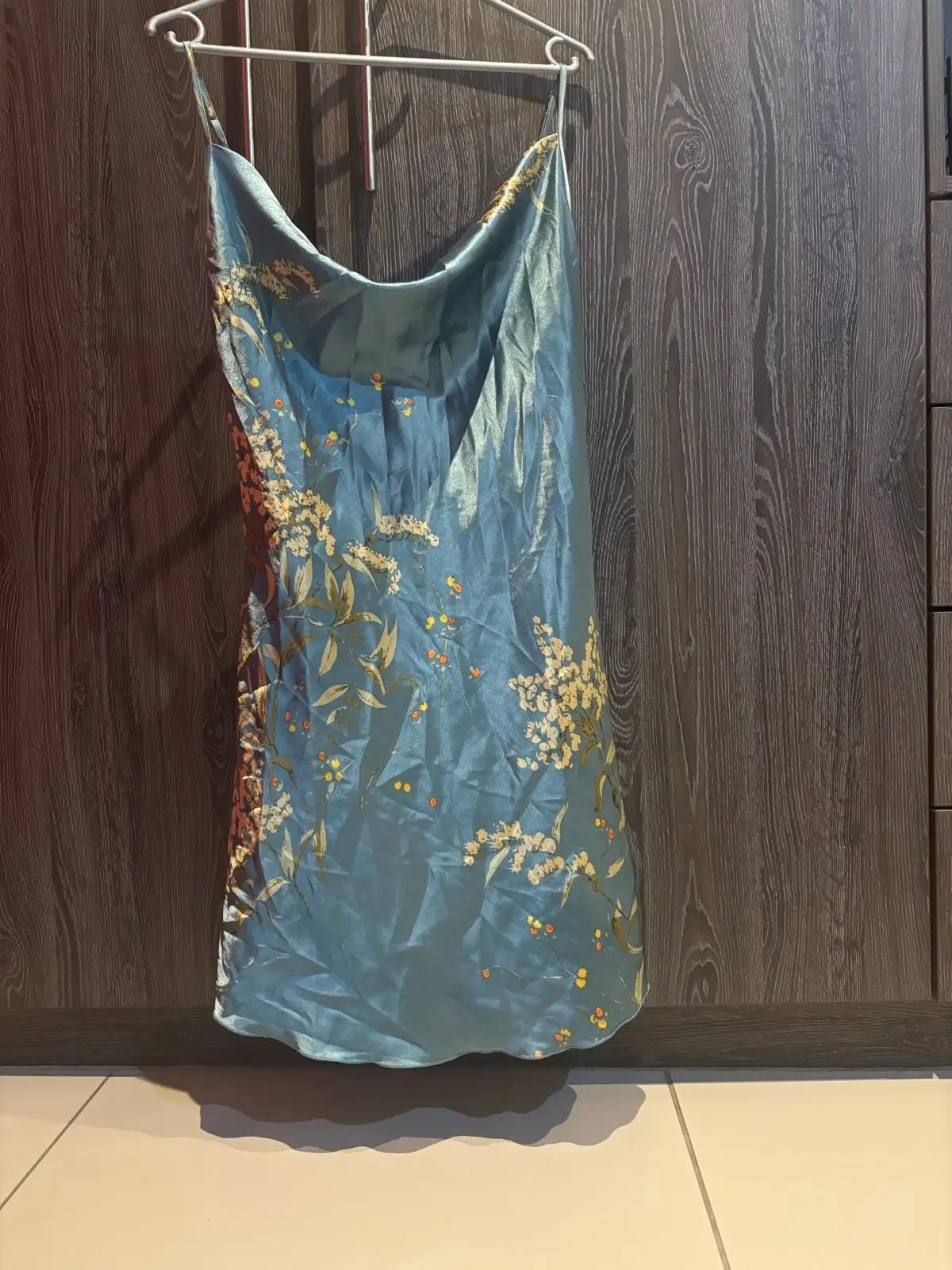 Shein Blue Floral Satin Pajama Set