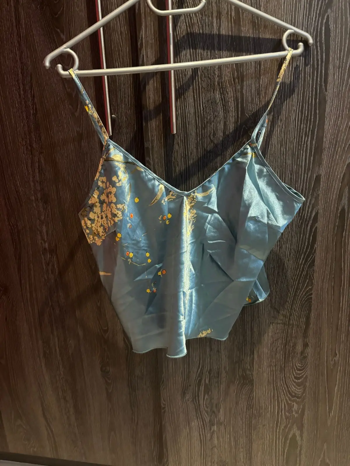 Shein Blue Floral Satin Pajama Set