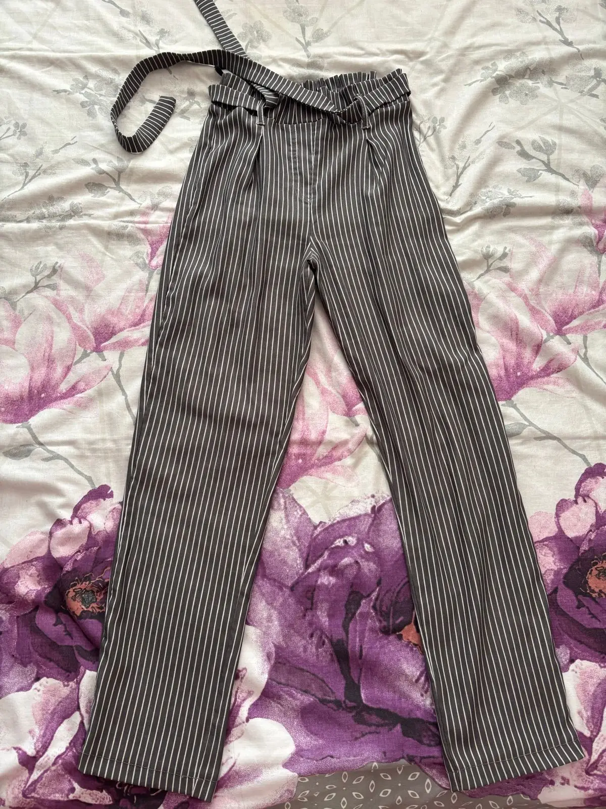 Mr Price Striped High-Waisted Trousers with Belt