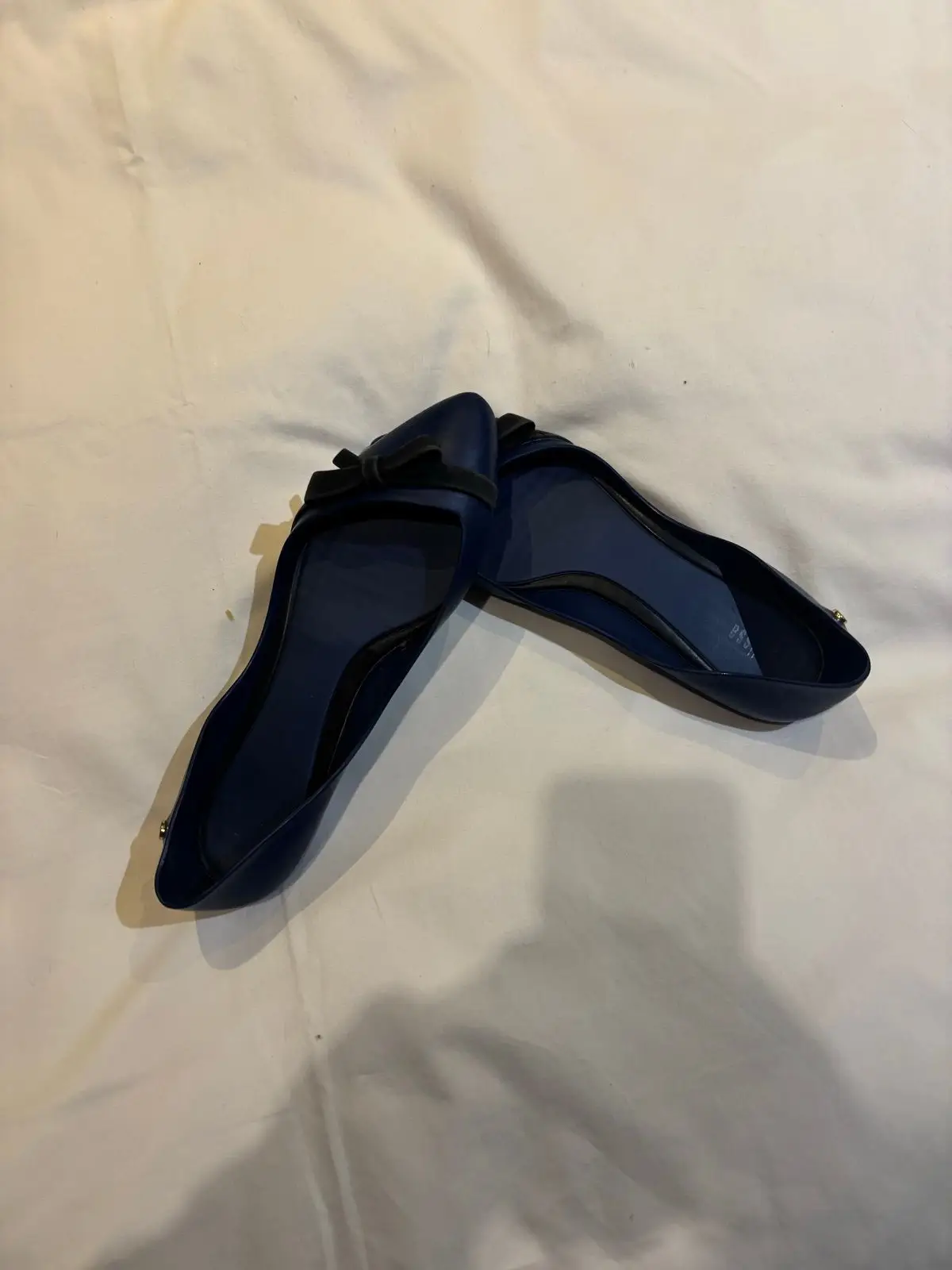 Melissa Blue Flats with Bow Detail