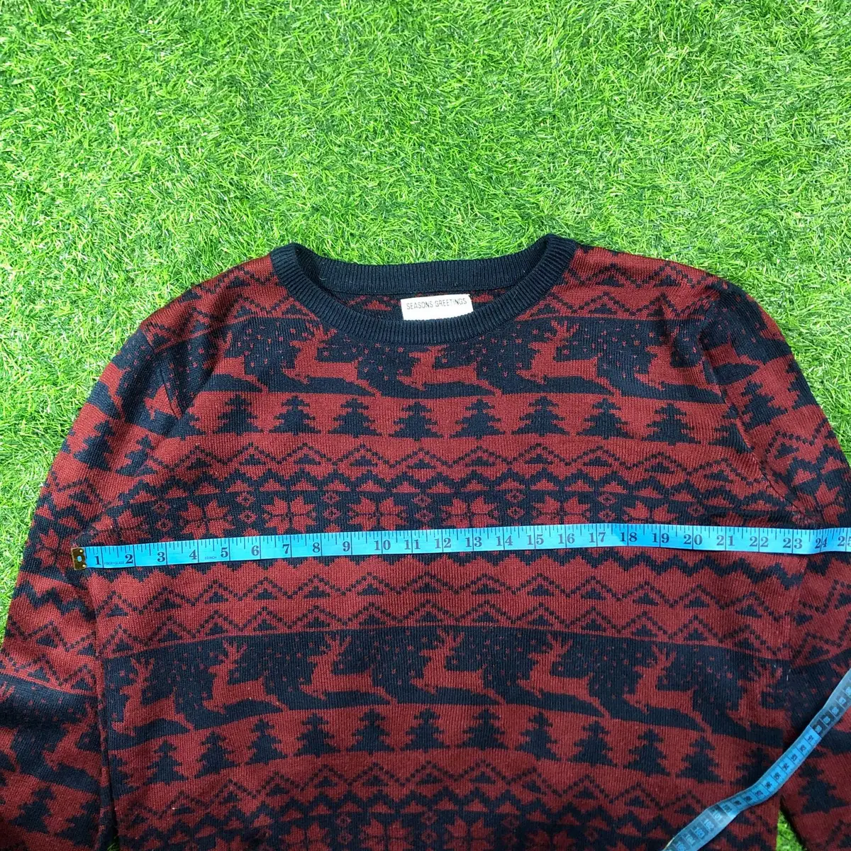Primark Red and Navy Patterned Sweater