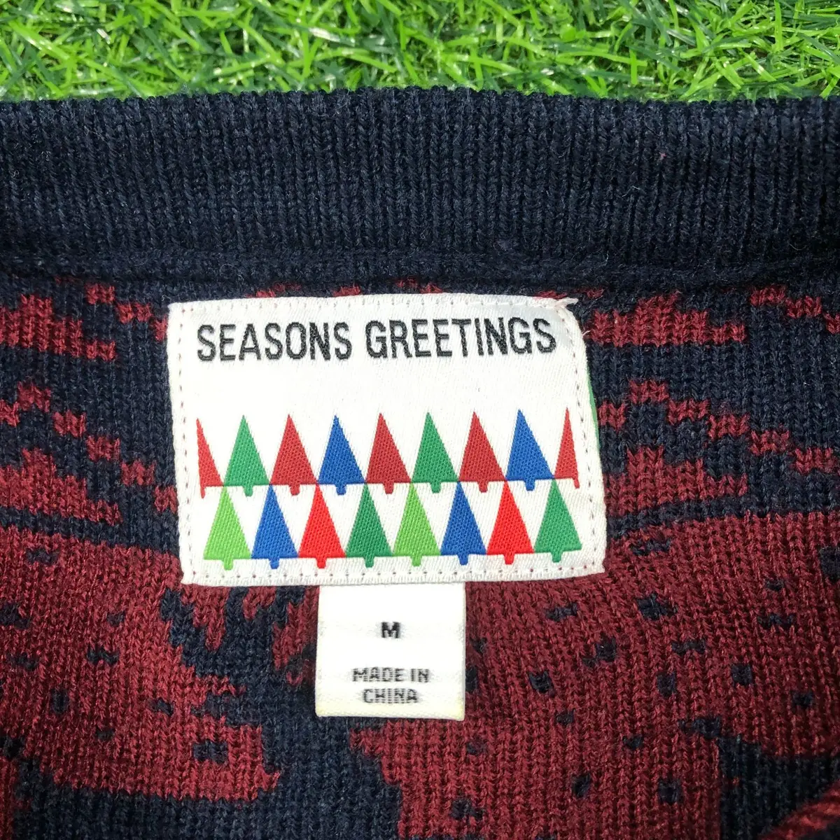 Primark Red and Navy Patterned Sweater