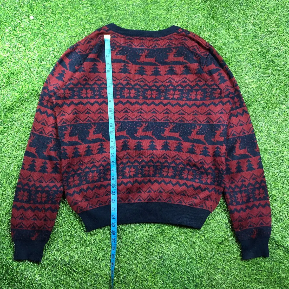 Primark Red and Navy Patterned Sweater