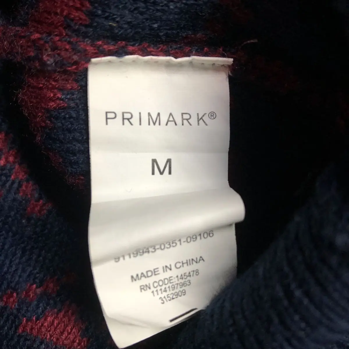 Primark Red and Navy Patterned Sweater