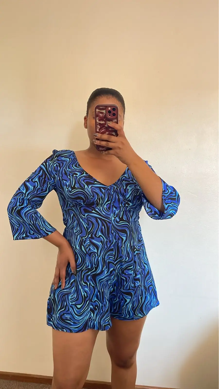 Contempo Blue Patterned Dress