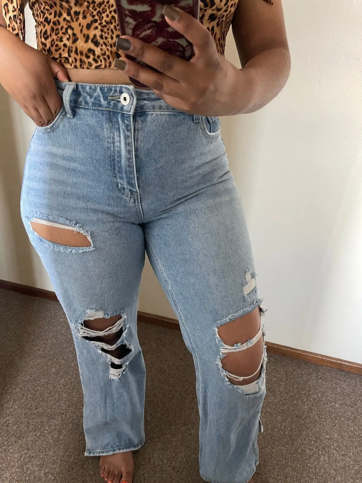 Distressed Light Blue Jeans
