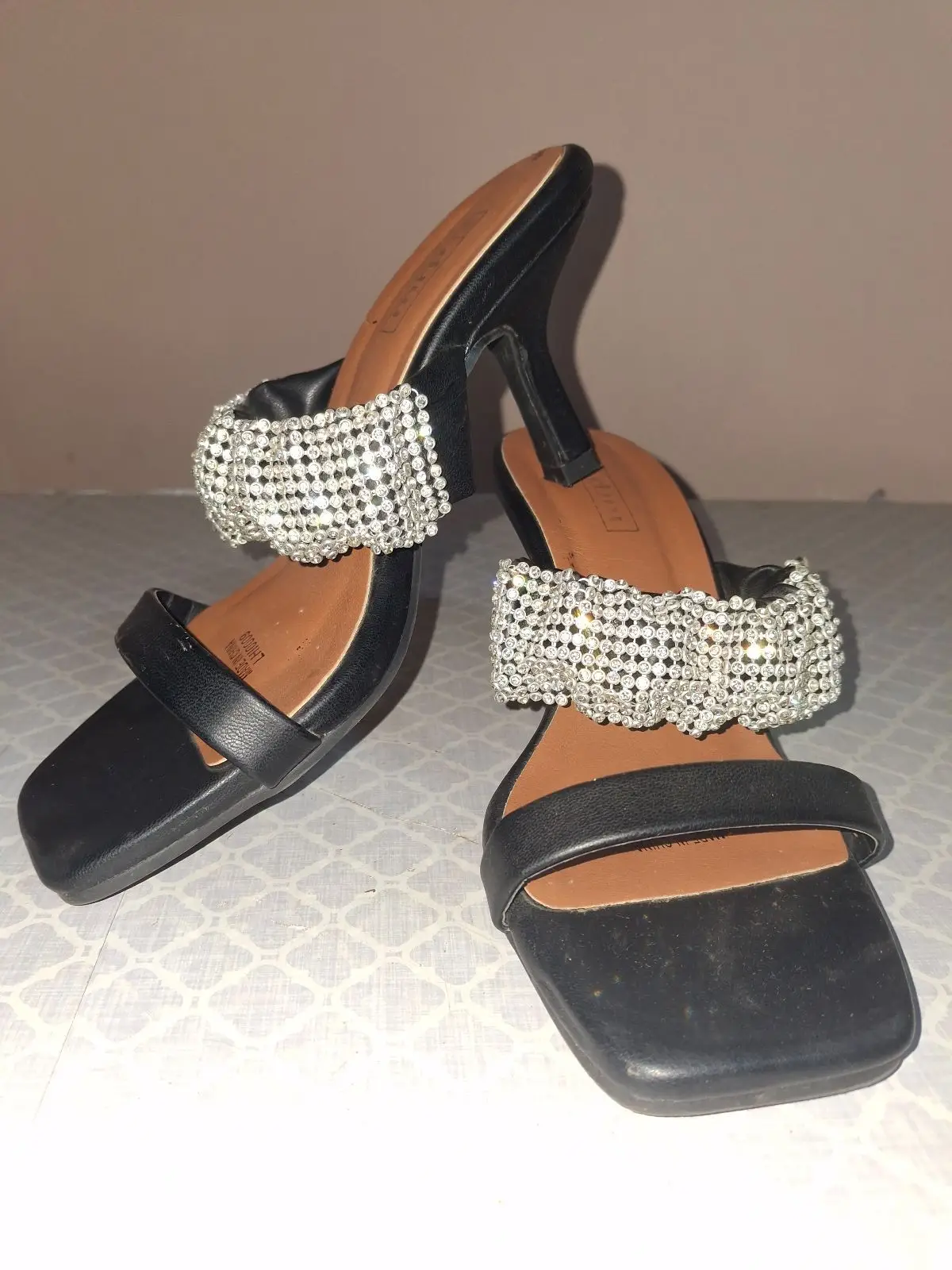 Mr Price Black Rhinestone Strap Heeled Sandals