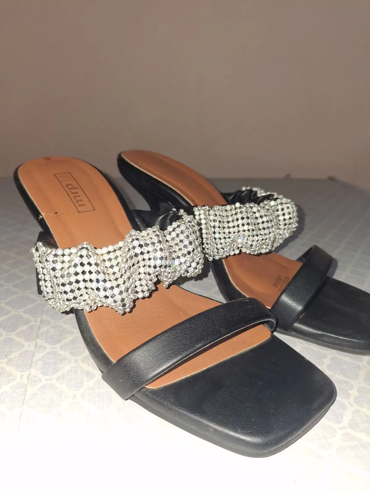 Mr Price Black Rhinestone Strap Heeled Sandals