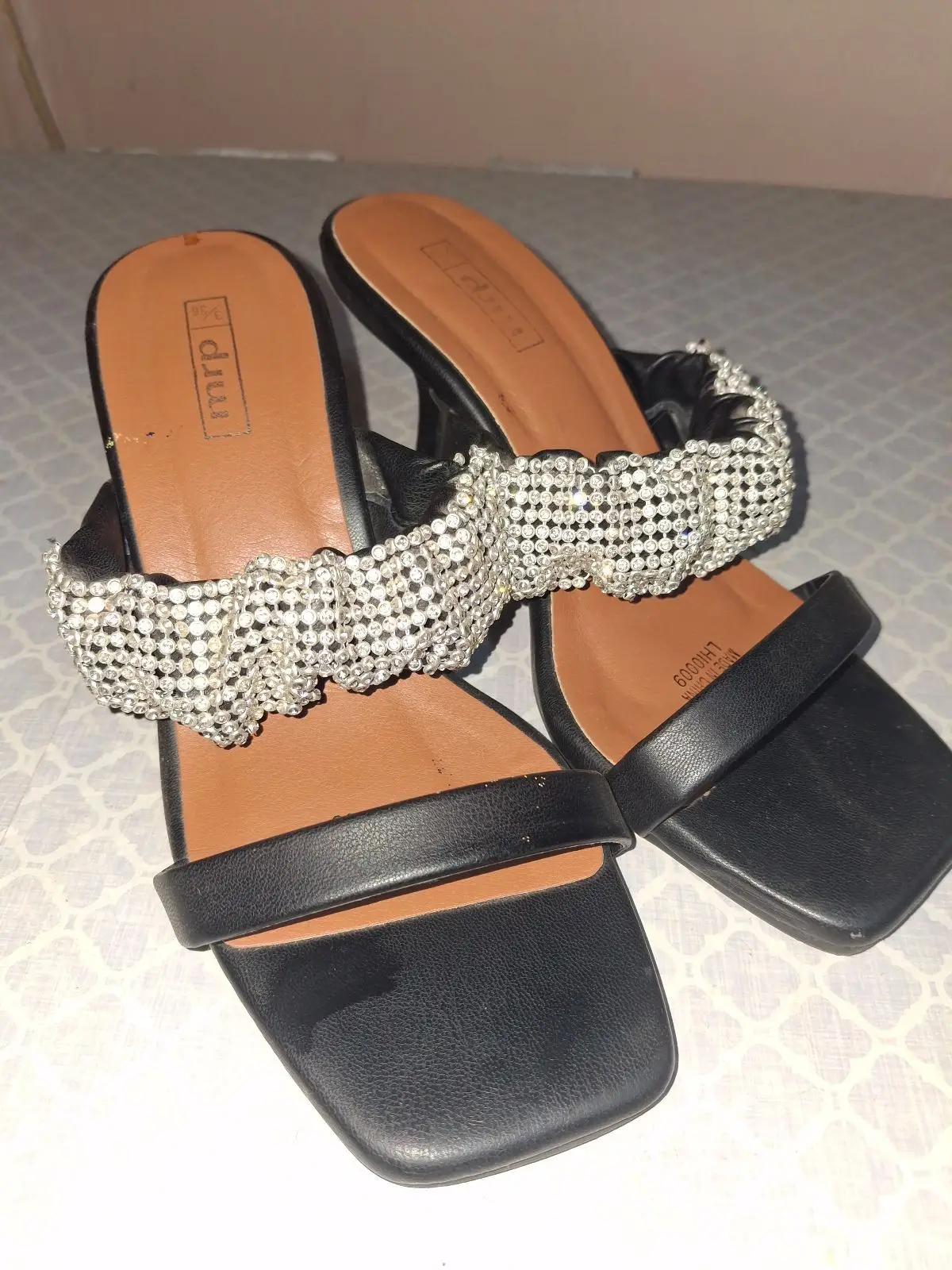 Mr Price Black Rhinestone Strap Heeled Sandals
