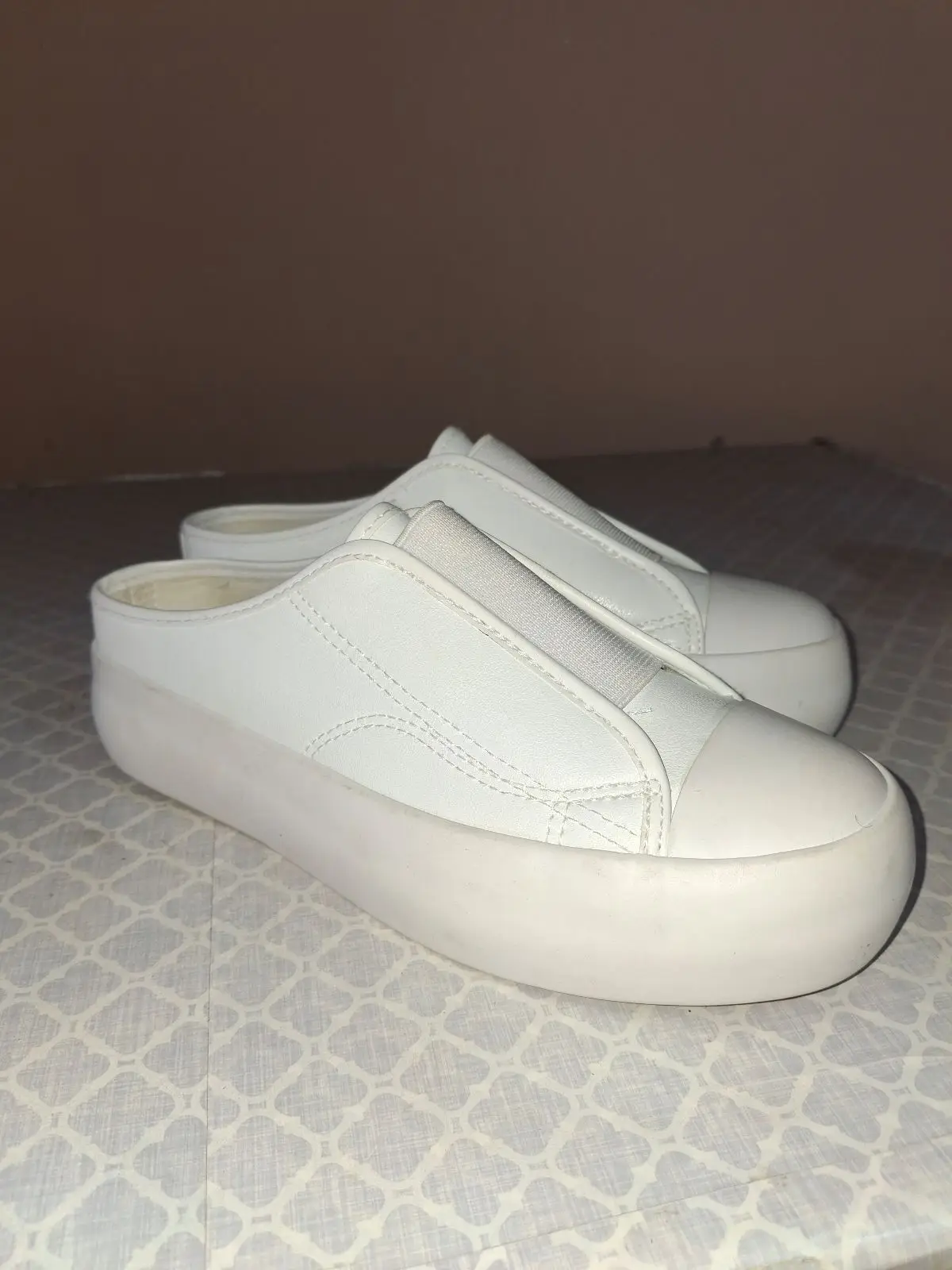 Miladys White Platform Slip-On Mule Sneakers