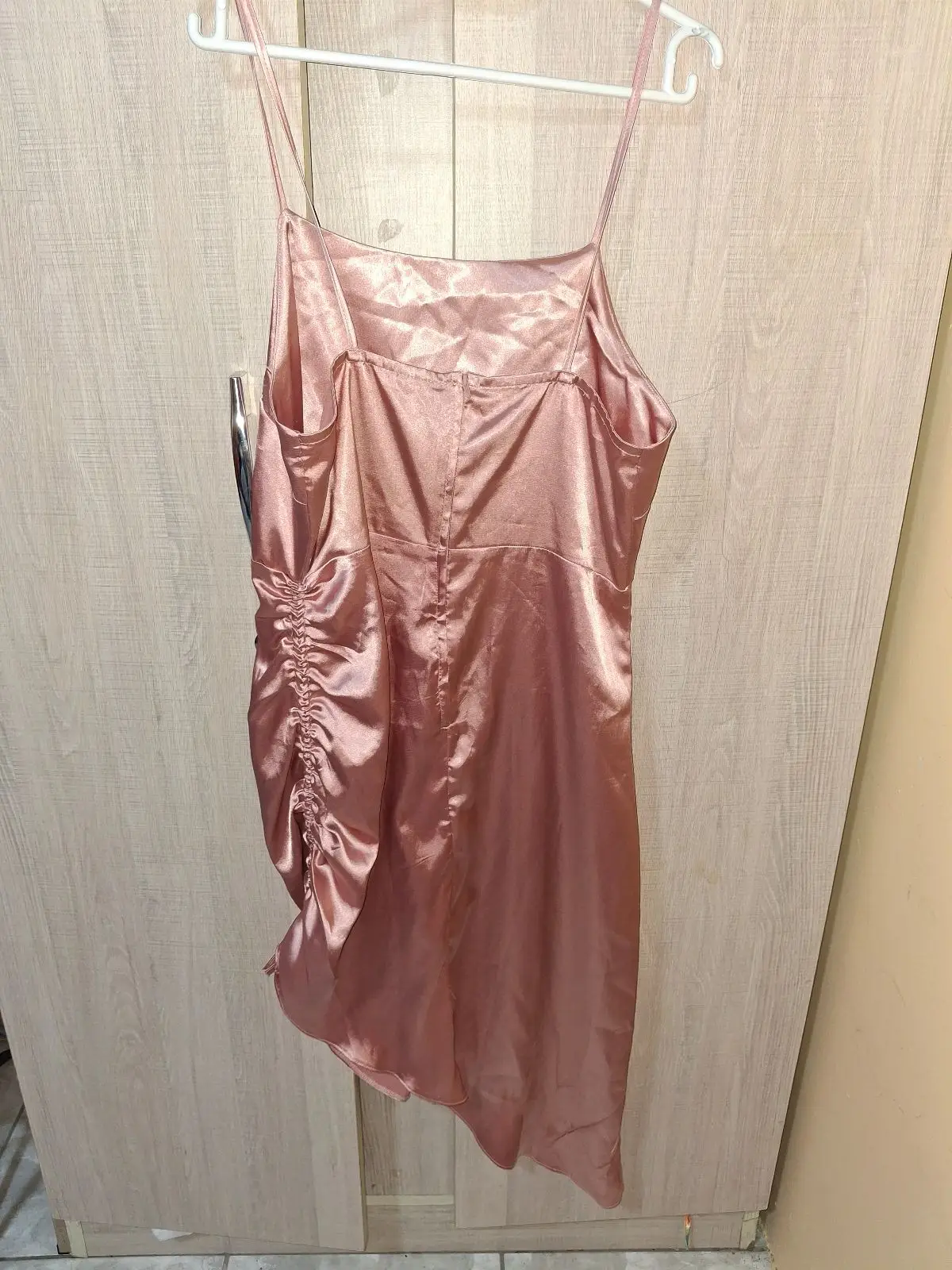 The Fix Pink Satin Asymmetrical Slip Dress