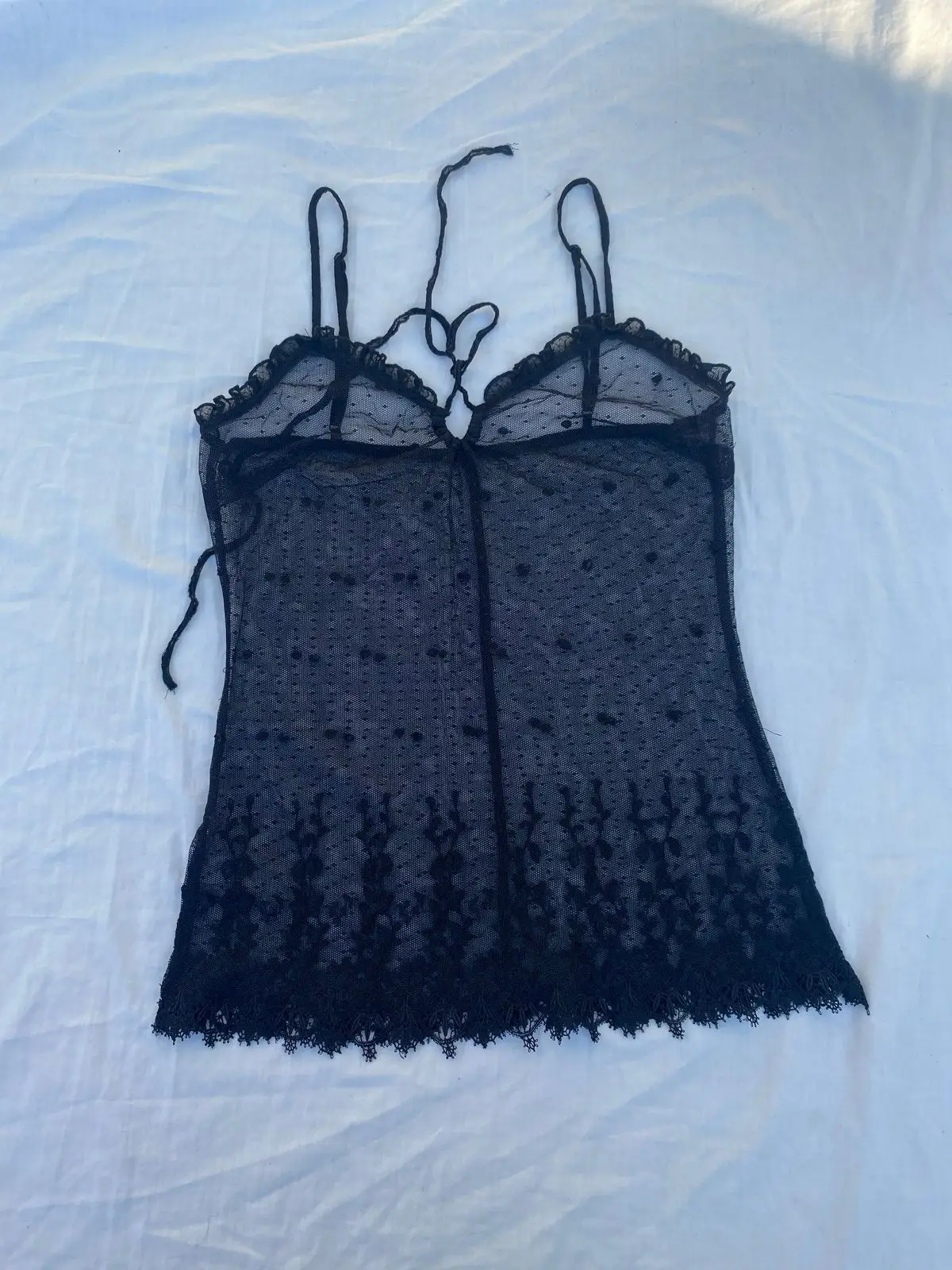 Black Sheer Lace Camisole Top