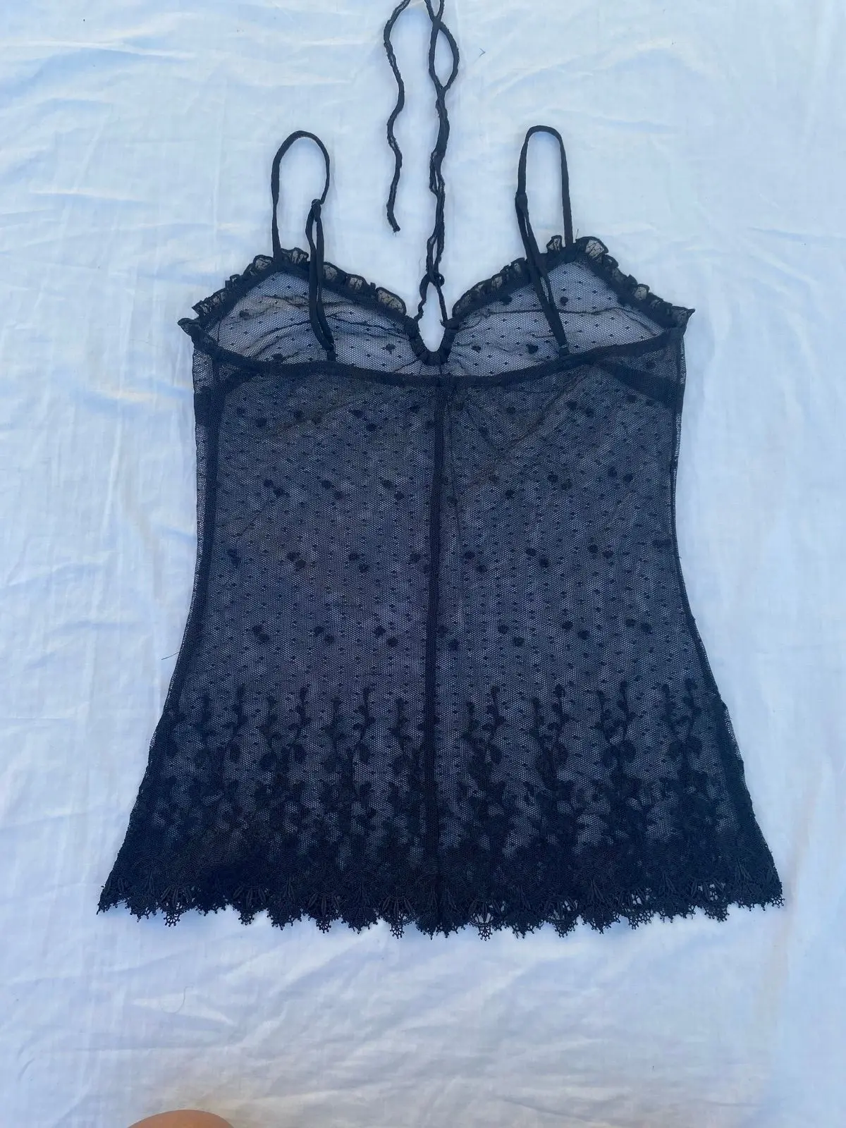 Black Sheer Lace Camisole Top