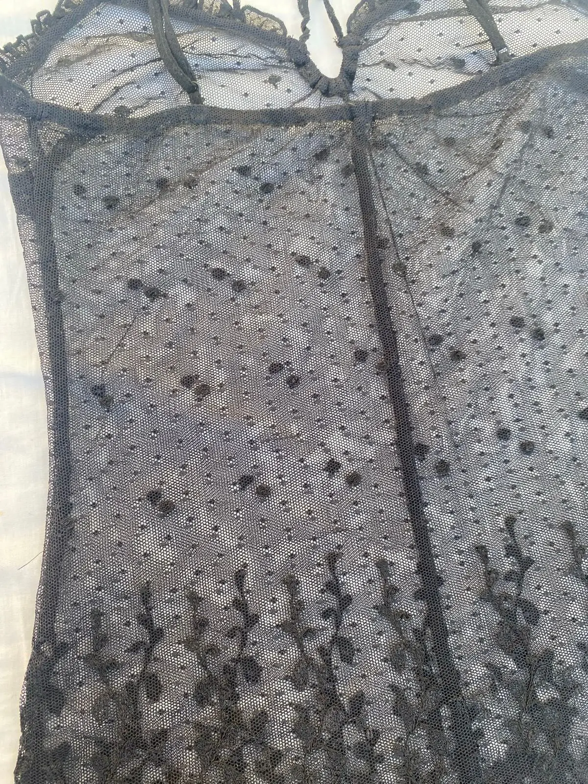 Black Sheer Lace Camisole Top