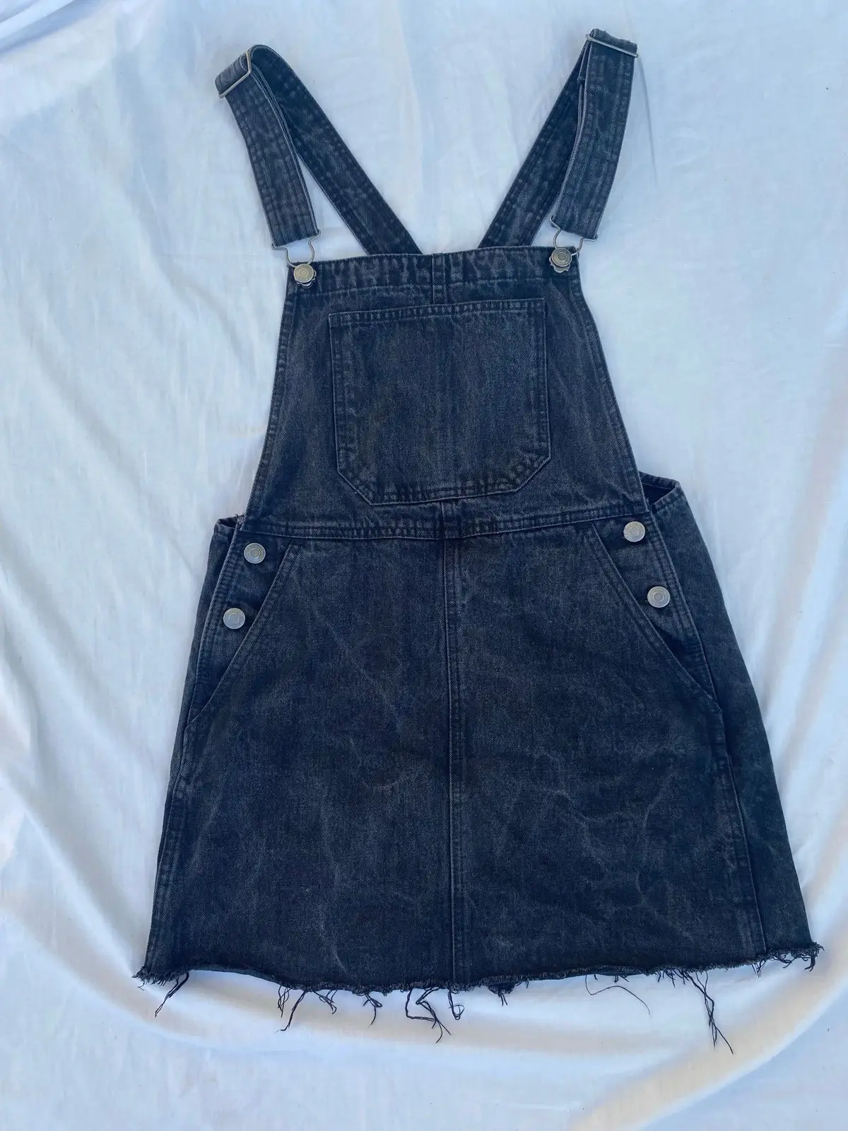 Bershka Black Denim Dungaree Dress