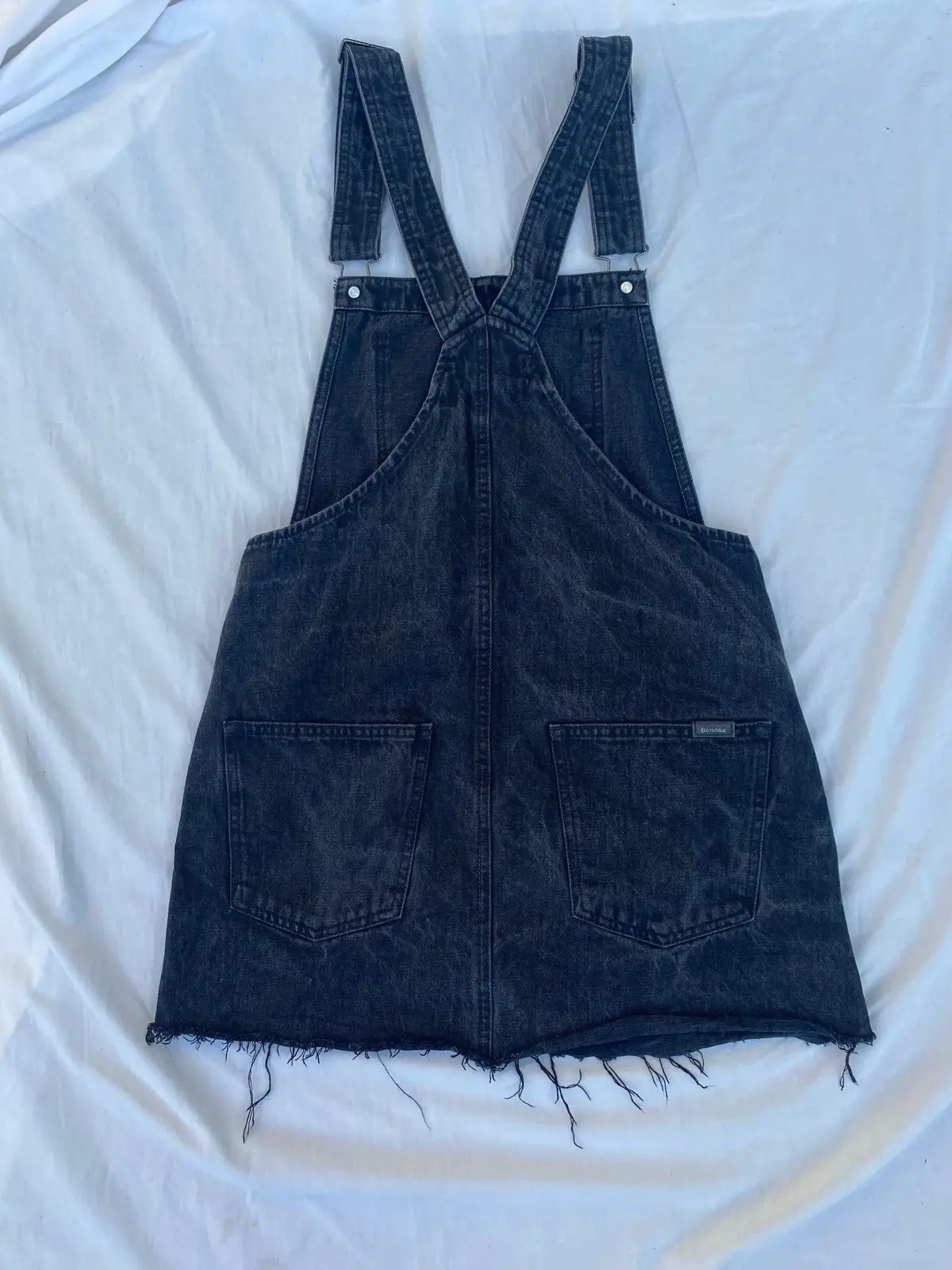 Bershka Black Denim Dungaree Dress