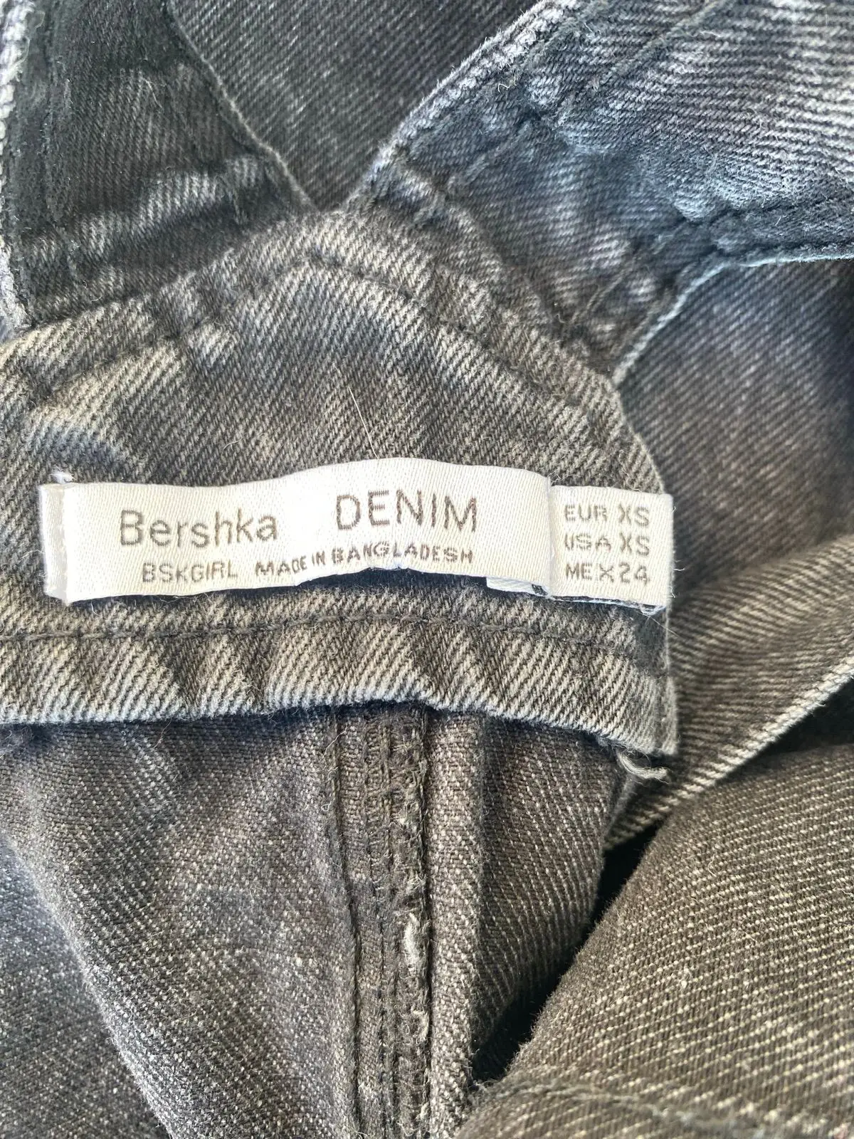 Bershka Black Denim Dungaree Dress