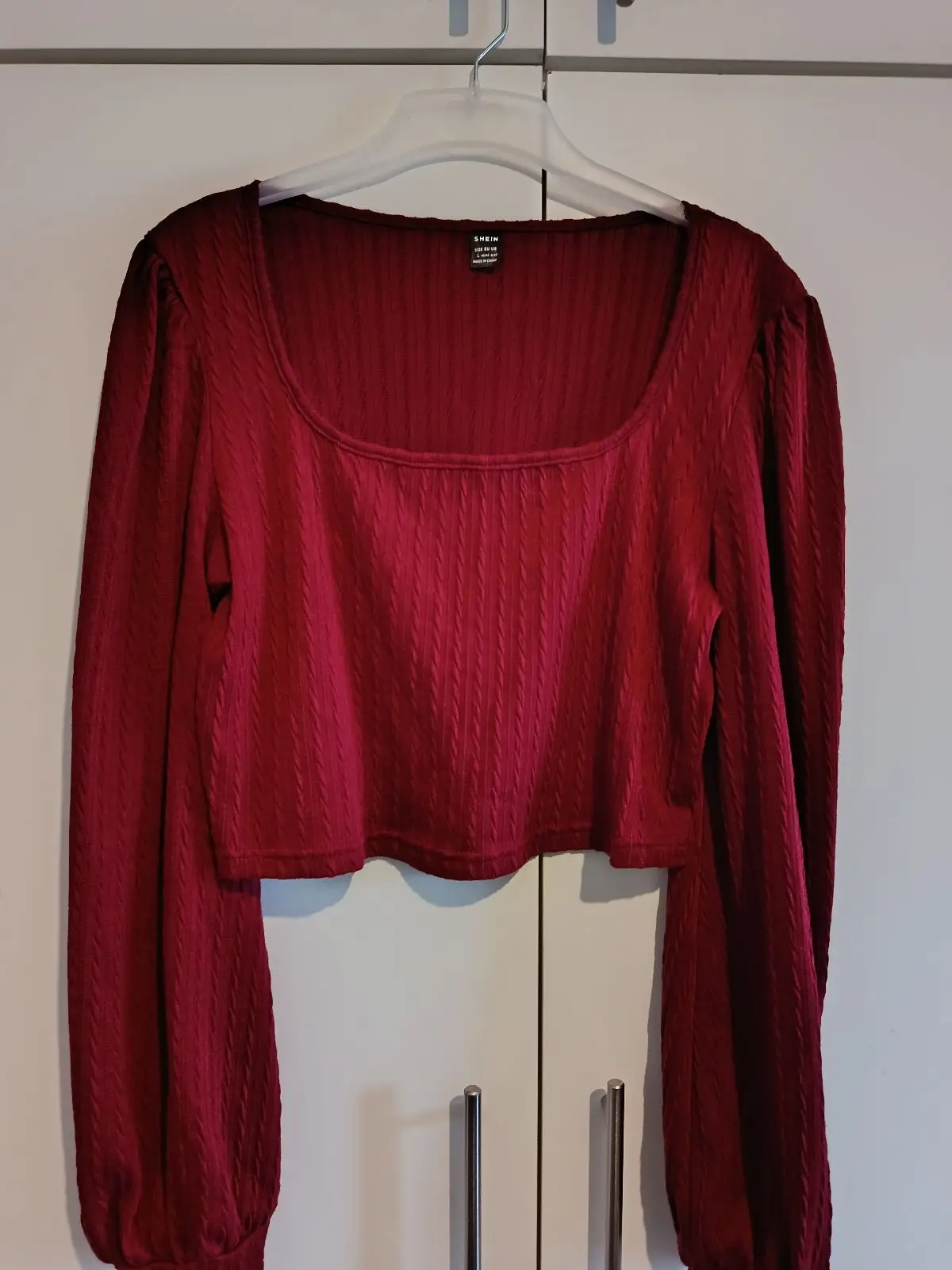 Shein Maroon Long Sleeve Crop Top