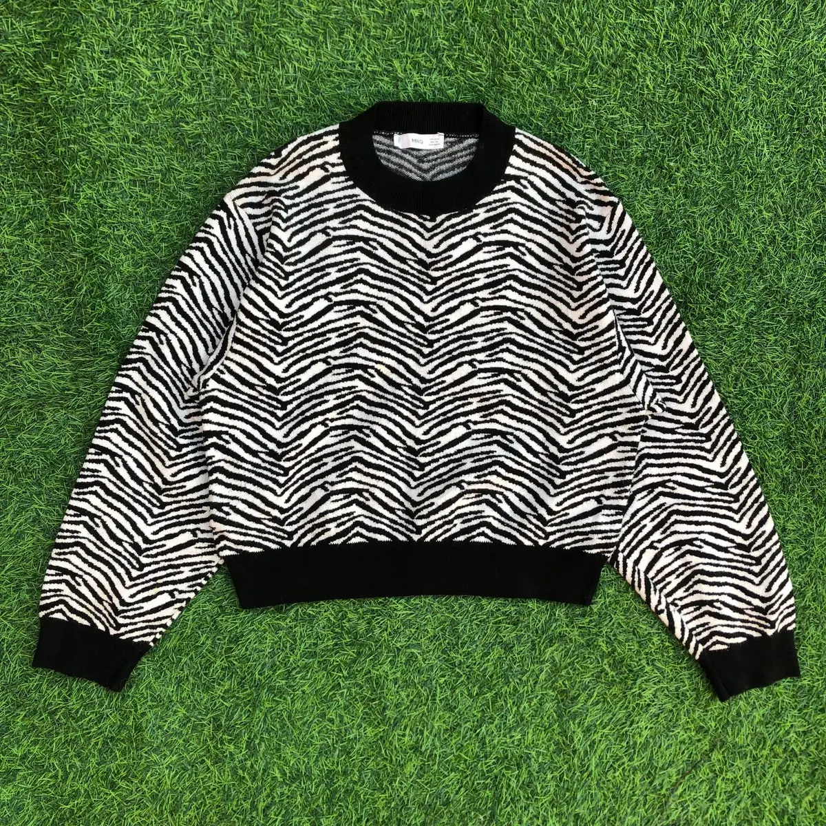 Mango Zebra Pattern Knit Sweater