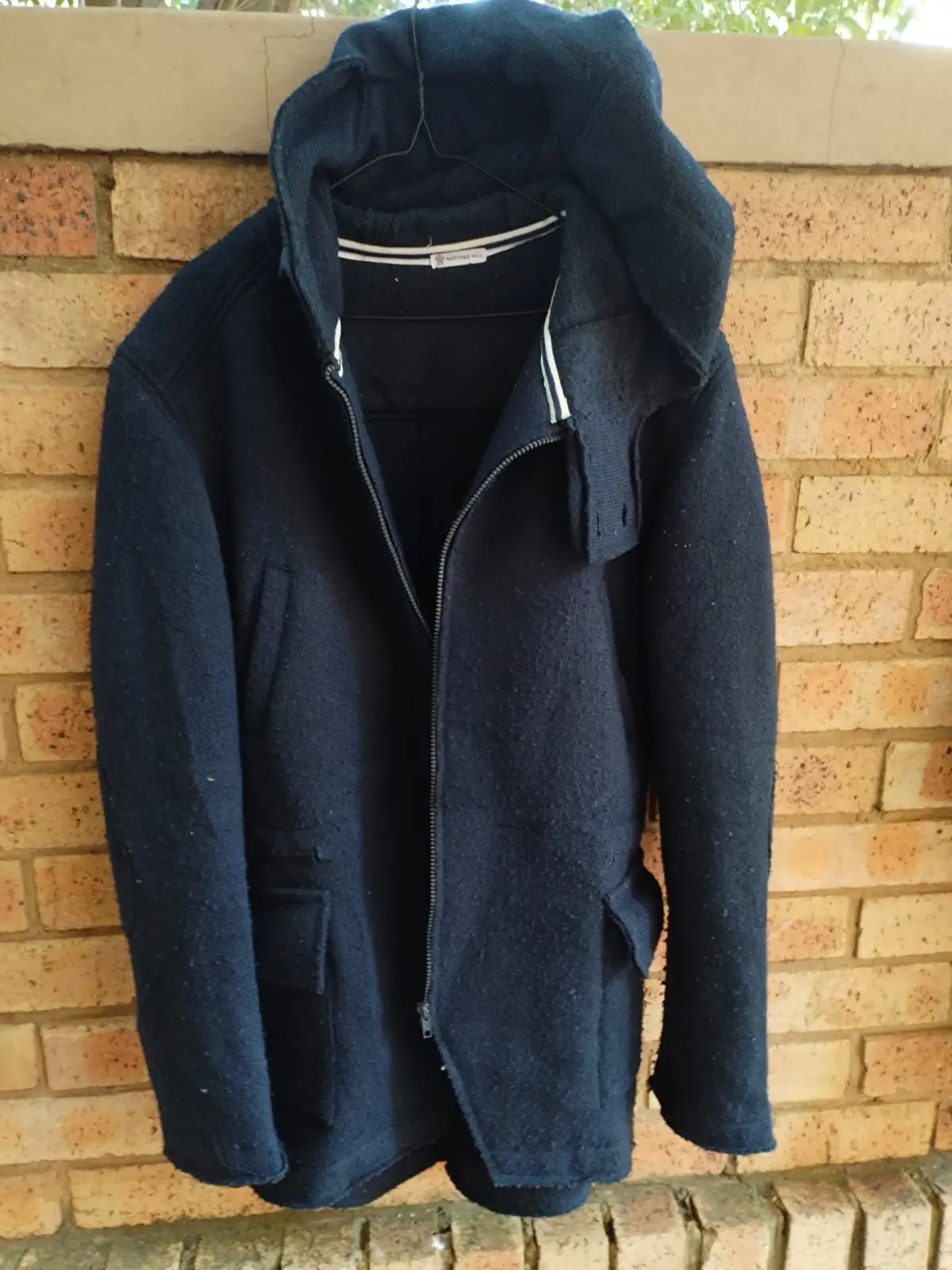 Notting Hill Navy Hooded Wool Blend Coat