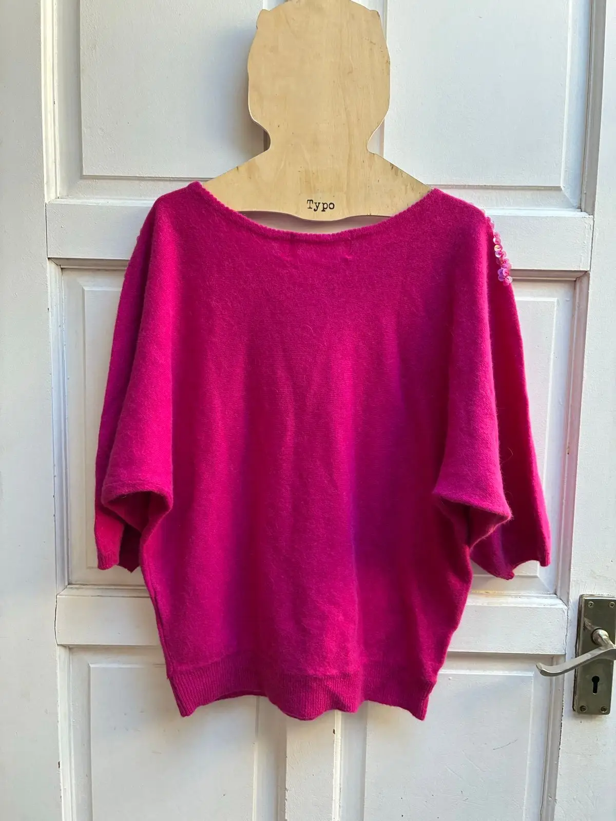 Pink Knit Sequin Neckline Sweater