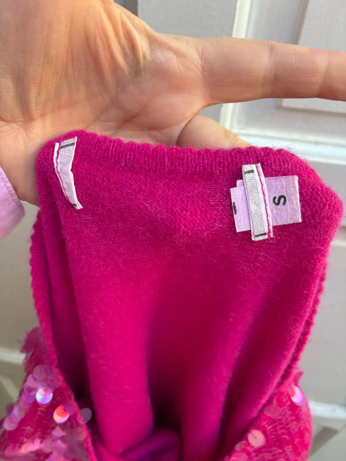 Pink Knit Sequin Neckline Sweater