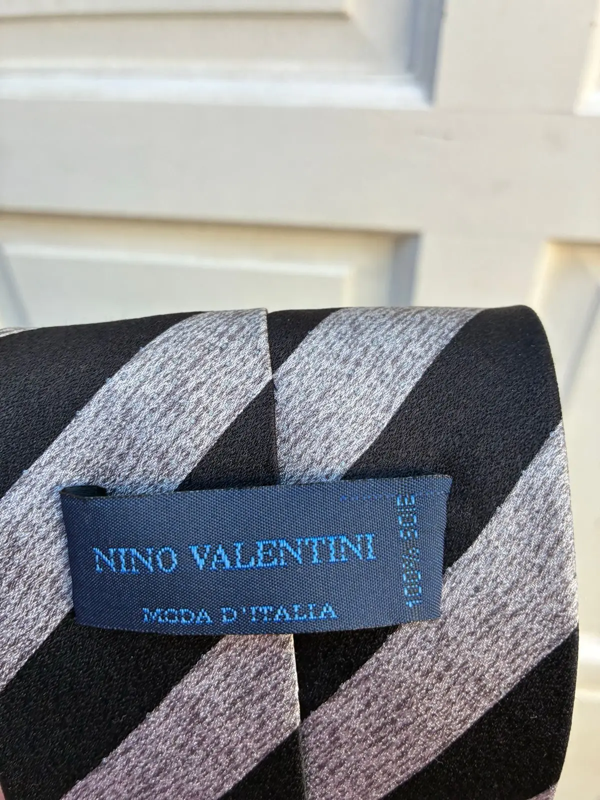 Black and Grey Striped Necktie