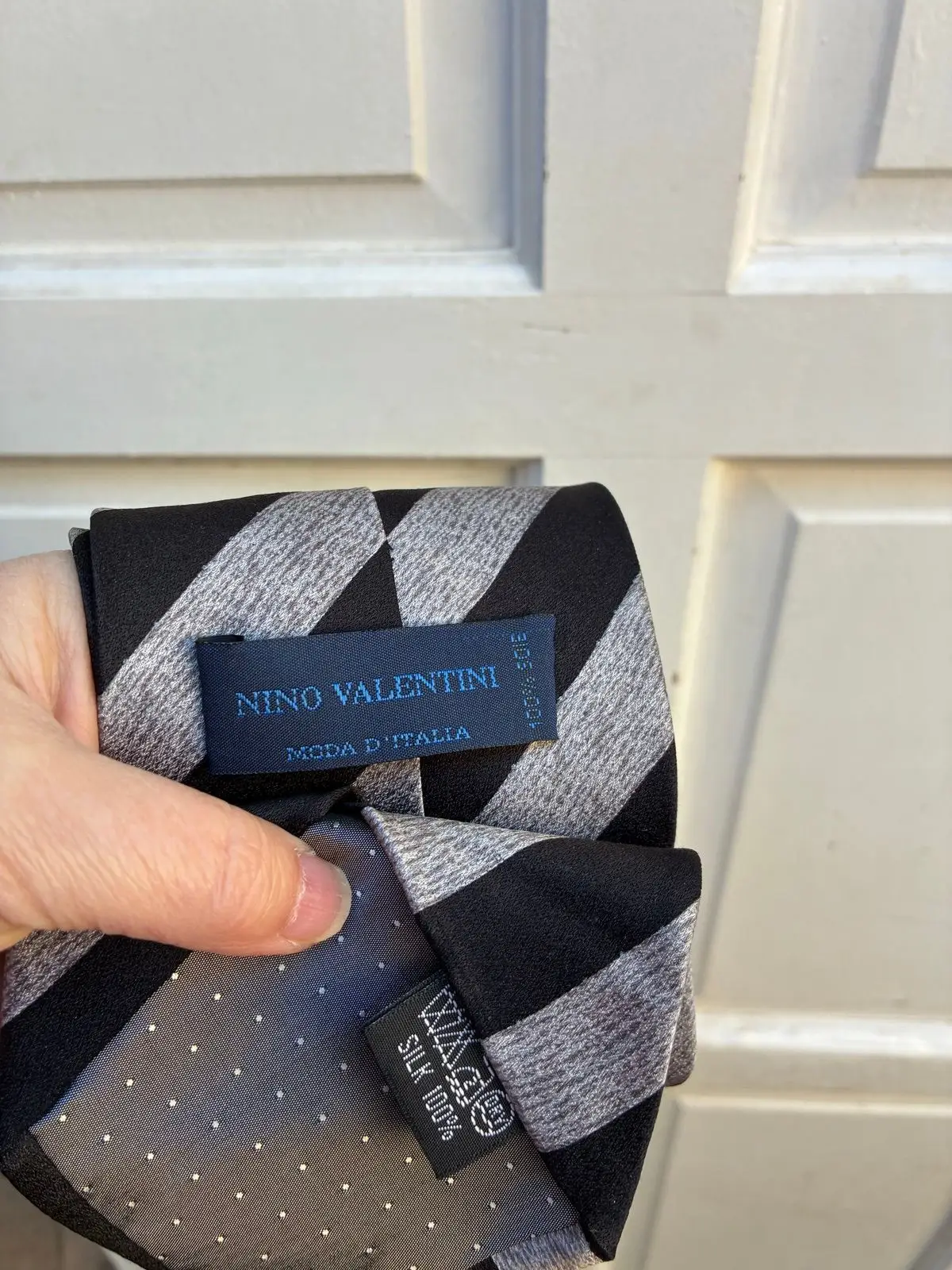 Black and Grey Striped Necktie