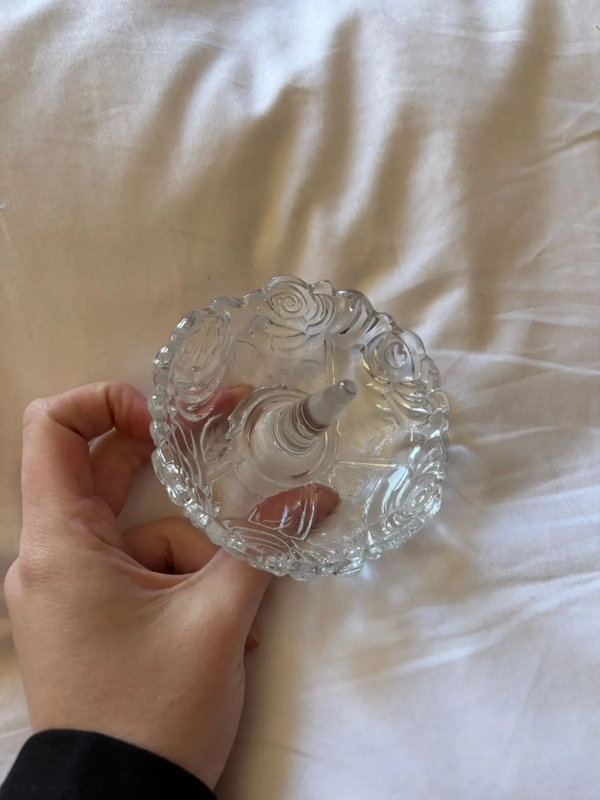 Vintage Clear Pressed Glass Ring Holder Dish