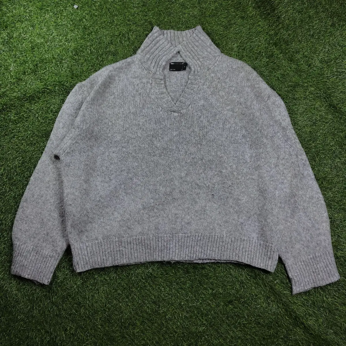 ASOS Design Grey Knit High Neck Sweater