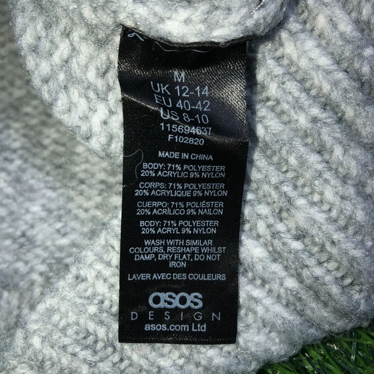 ASOS Design Grey Knit High Neck Sweater