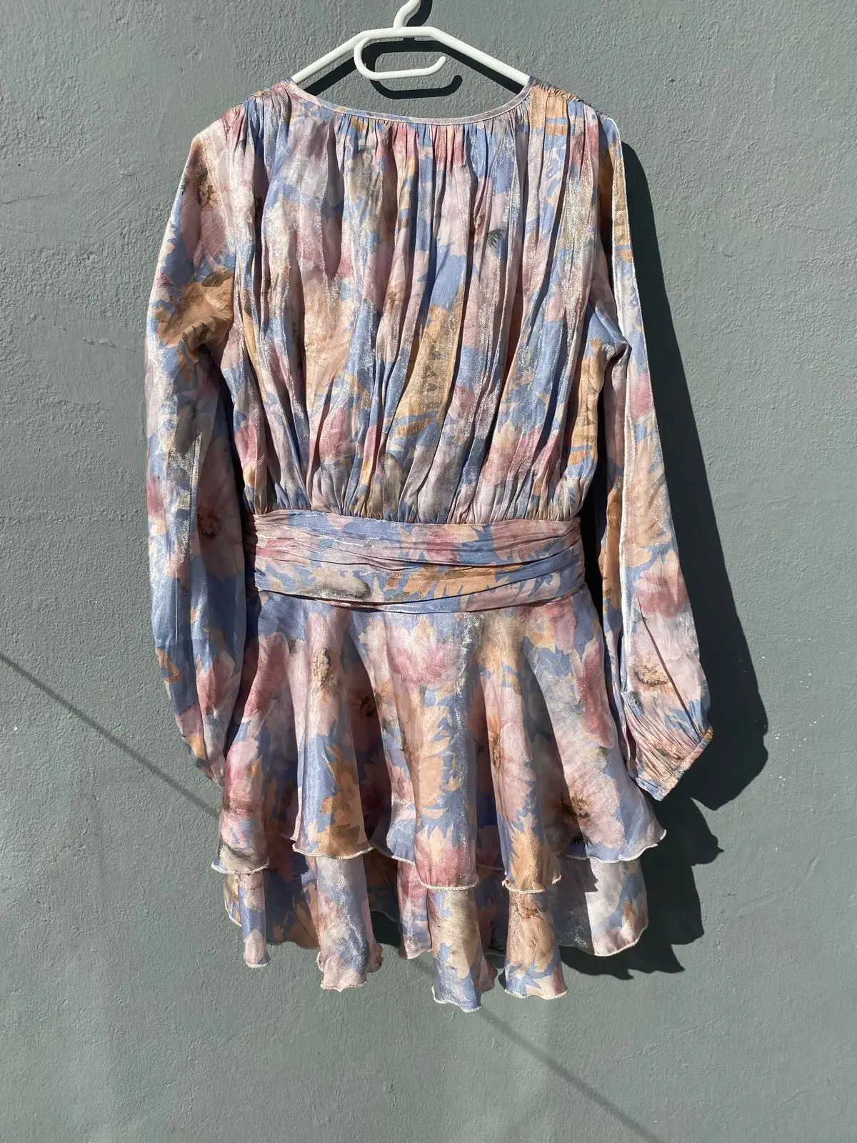 YDE Floral Long Sleeve Tiered Mini Dress